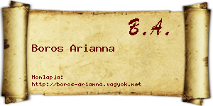 Boros Arianna névjegykártya